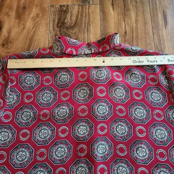 Christie & Jill Red Geometric Print Button Front Blouse Size 20 Top Retro Boho - Picture 13 of 15